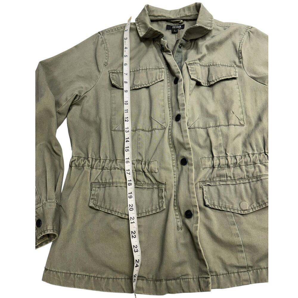 a.n.a. Olive Green Utility Jacket Drawstring Waist Snap Zip Closure Size L - Picture 5 of 11